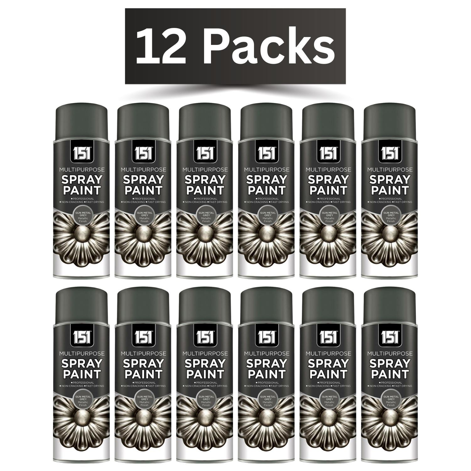 151 gun metal grey spray paint 12 pack with sleek, multipurpose design for various projects
