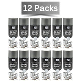 12-pack of 151 metallic silver spray paint 400ml cans for versatile crafting and DIY projects