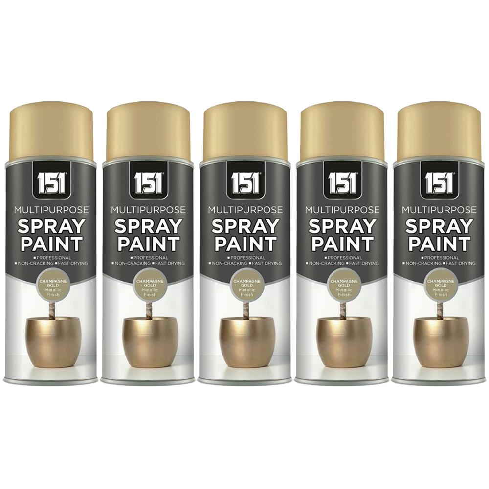 5X 151 Champagne Gold Metallic Gloss Spray Paint 400ml Spray Paint