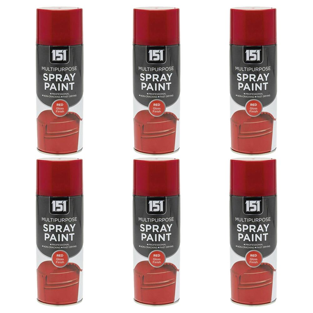 6X 151 Red Gloss Spray Paint 400ml Spray Paint