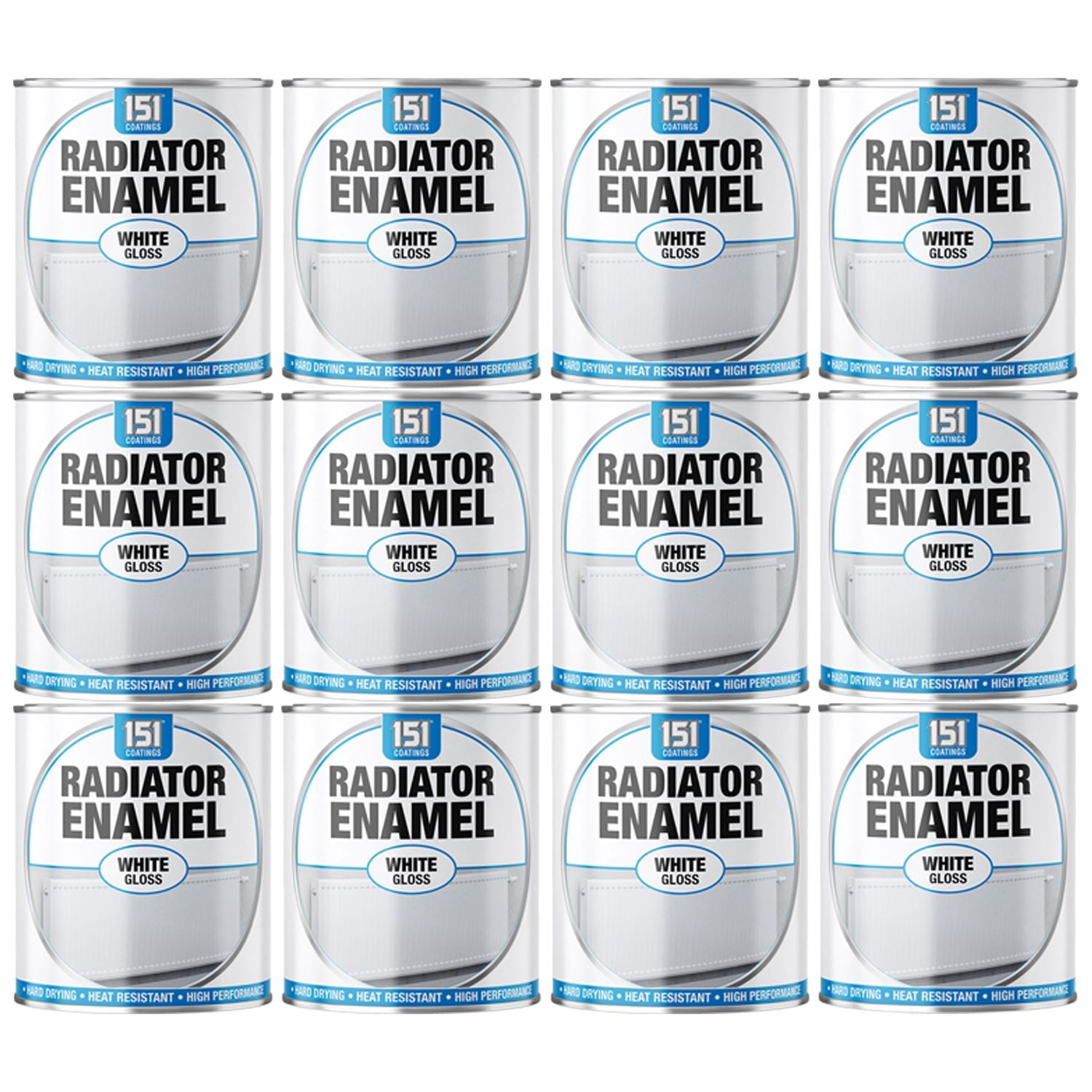 12X Radiator Enamel White Gloss Paint 300ml Tin Paint