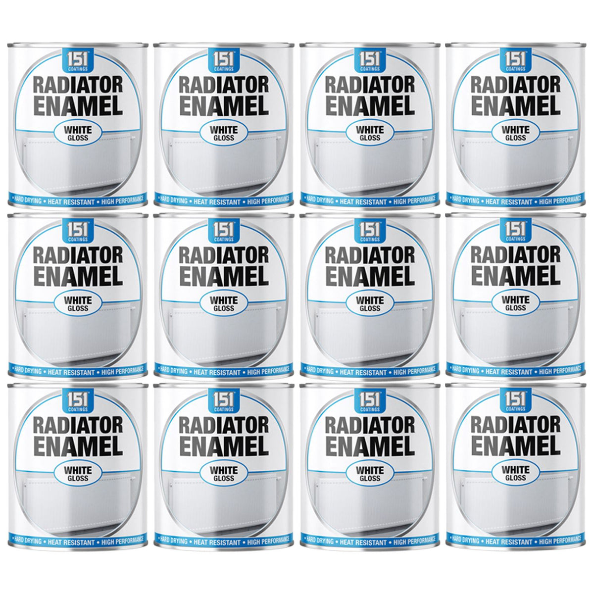 12X Radiator Enamel White Gloss Paint 300ml Tin Paint