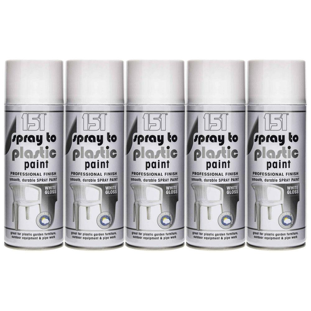 5X 151 White Gloss Plastic Spray Paint 400ml Spray Paint