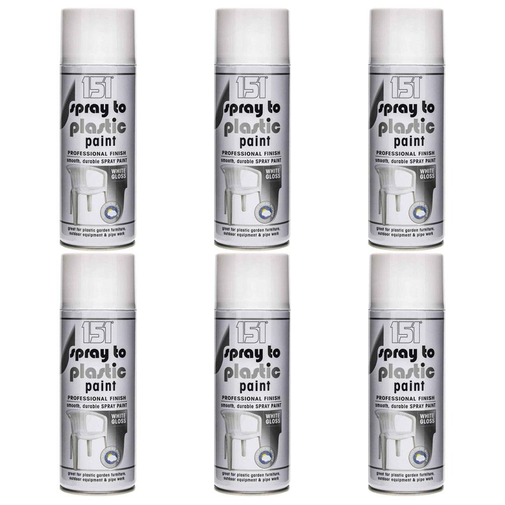 6X 151 White Gloss Plastic Spray Paint 400ml Spray Paint