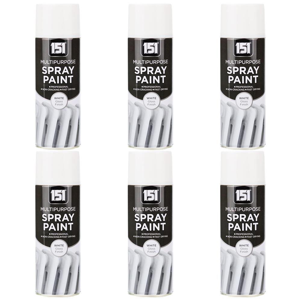 6X 151 White Gloss Spray Paint 400ml Spray Paint