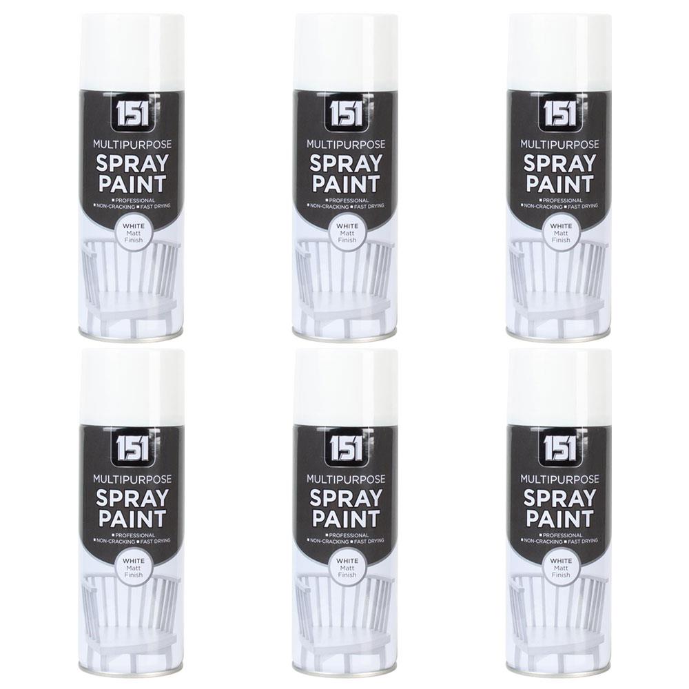 6X 151 White Matt Spray Paint 400ml Spray Paint