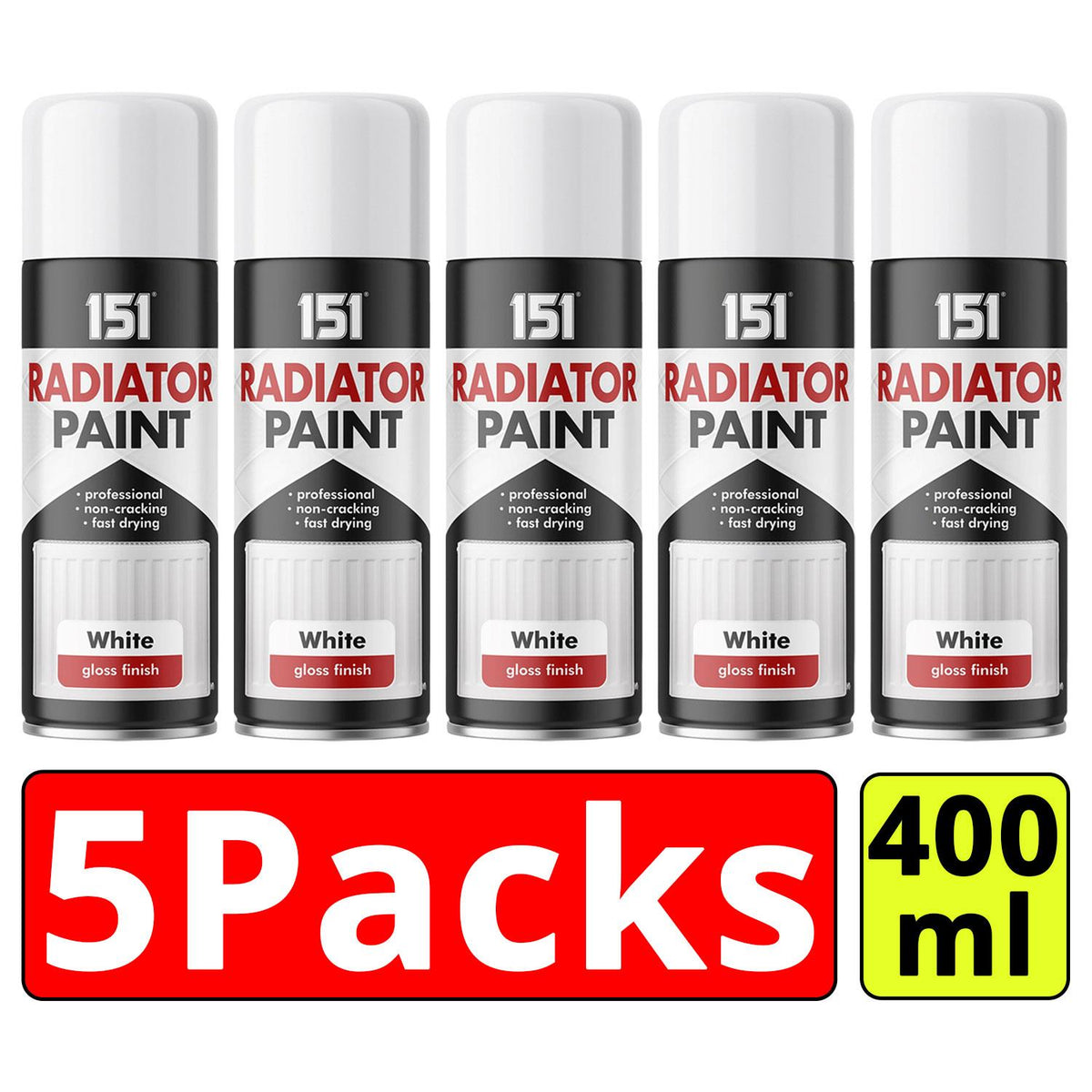 5X 151 White Radiator Spray Paint 400ml Spray Paint