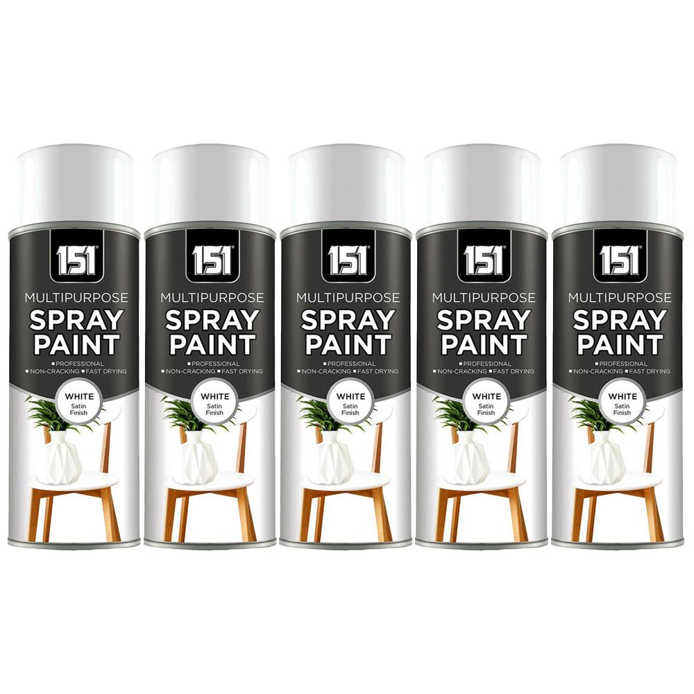 5X 151 White Satin Spray Paint 400ml Spray Paint