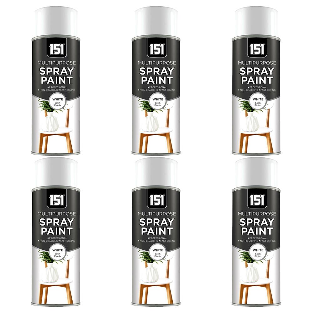 6X 151 White Satin Spray Paint 400ml Spray Paint