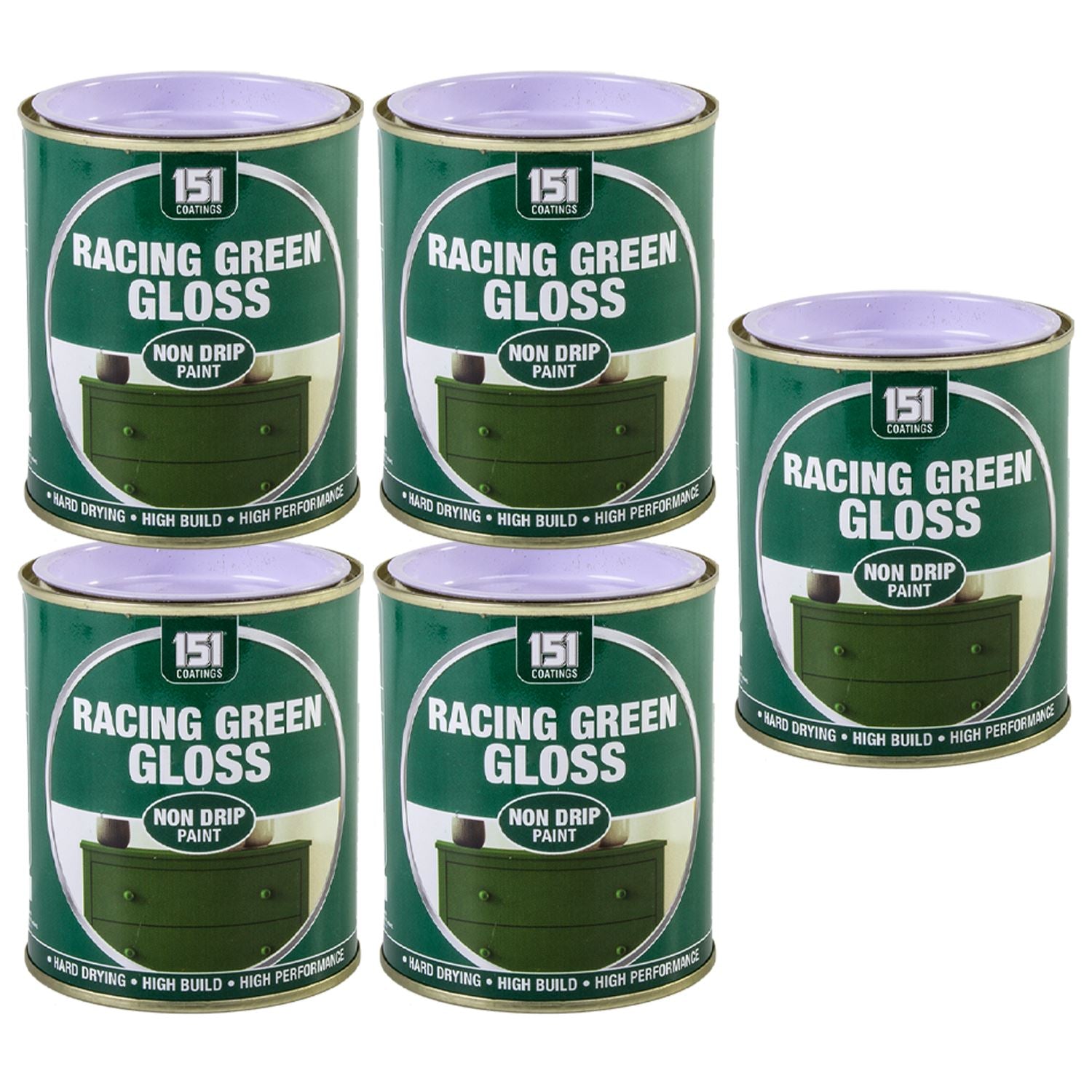 5X Racing Green Gloss Non-Drip Paint 300ml Tin Paint