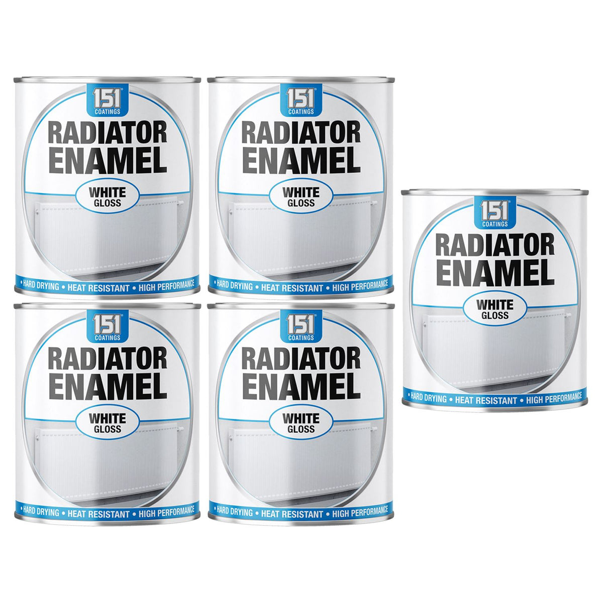 5X Radiator Enamel White Gloss Paint 300ml Tin Paint