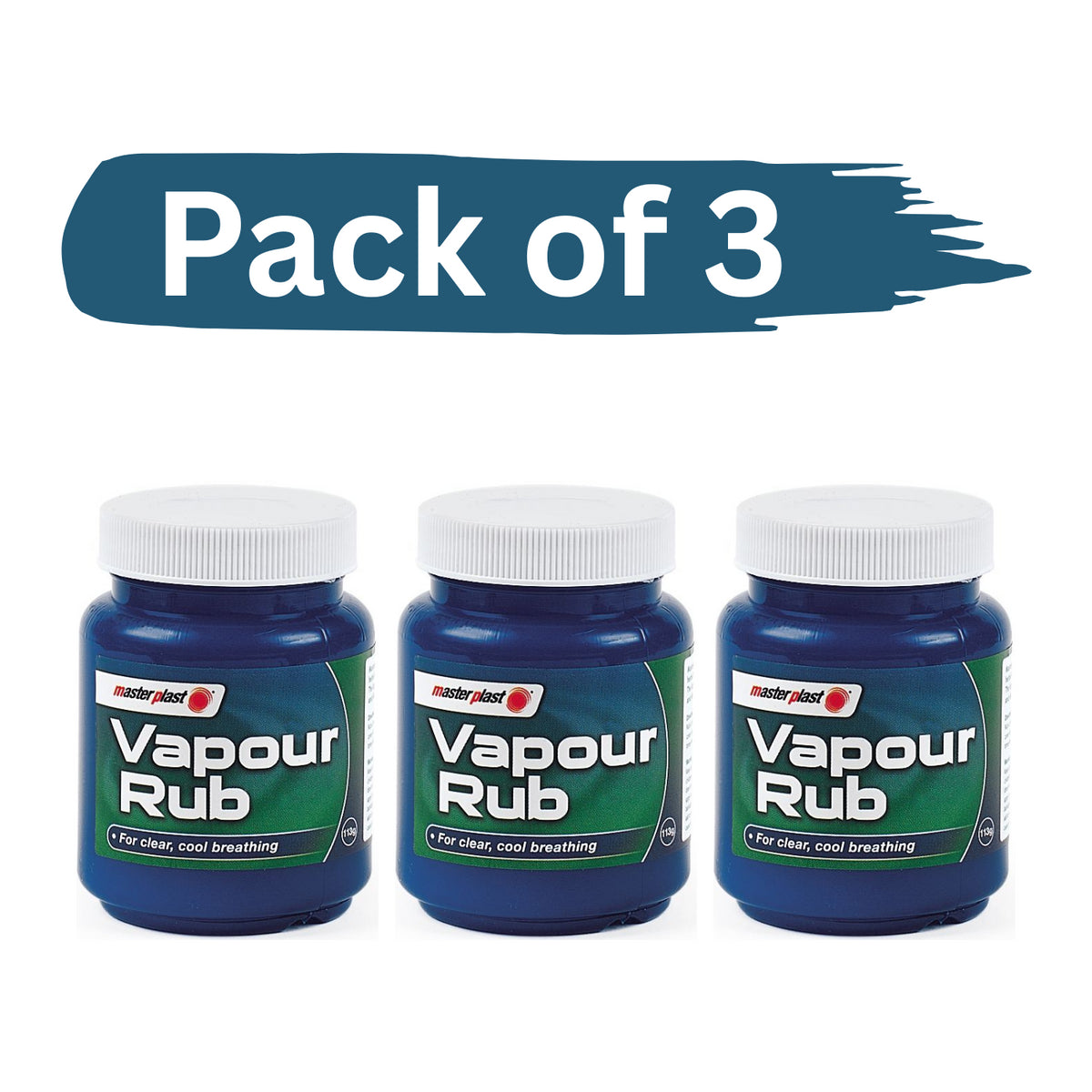 3X Masterplast Vapour Rub Congestion Relief Chest Rub Menthol Eucalyptus 100g
