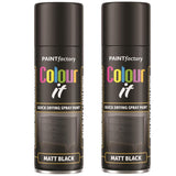 2X Paint Factory Black Matt Spray Paint 250ml