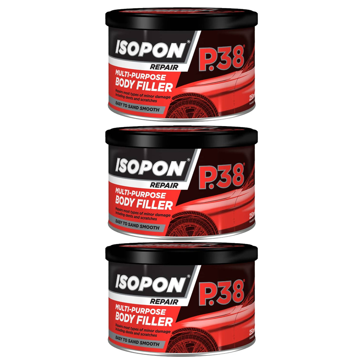 3X Isopon P38 Multi-Purpose Body Filler 250ml