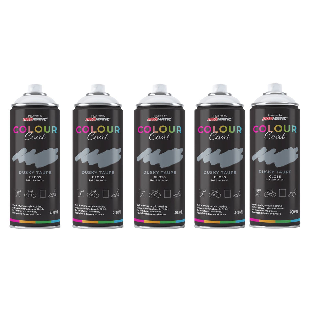 5X Dusky Taupe RAL 220 50 05 Gloss Spray Paint 400ml