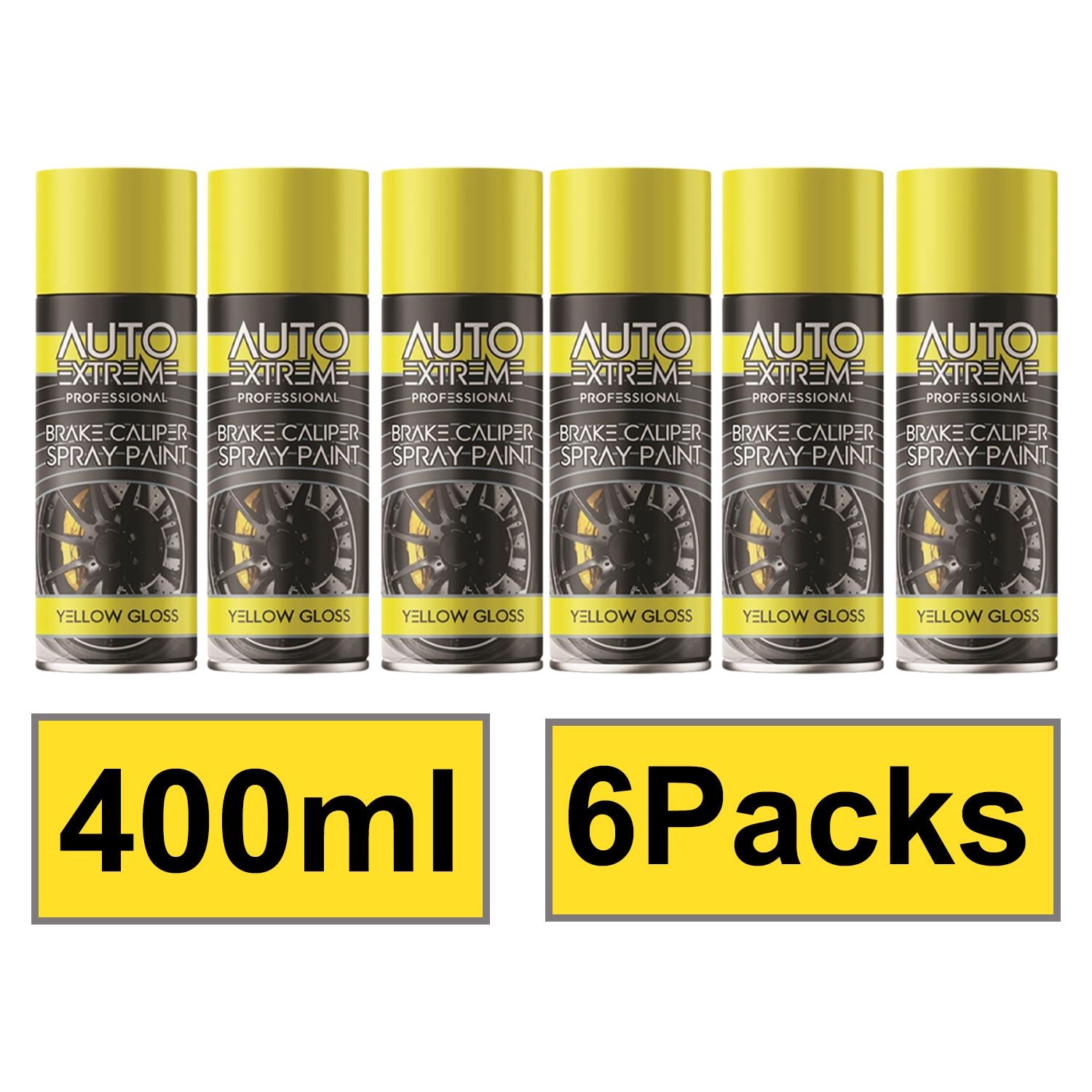 6X - Break Caliper Yellow Gloss Spray Paint 400ml Spray Paint
