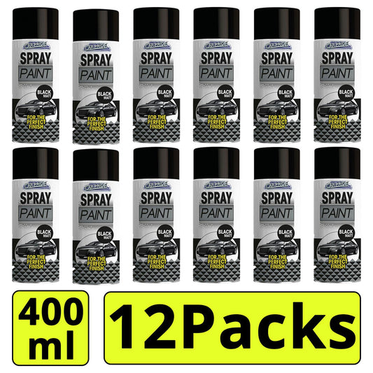 12X - Matt Black Car Spray 400ml