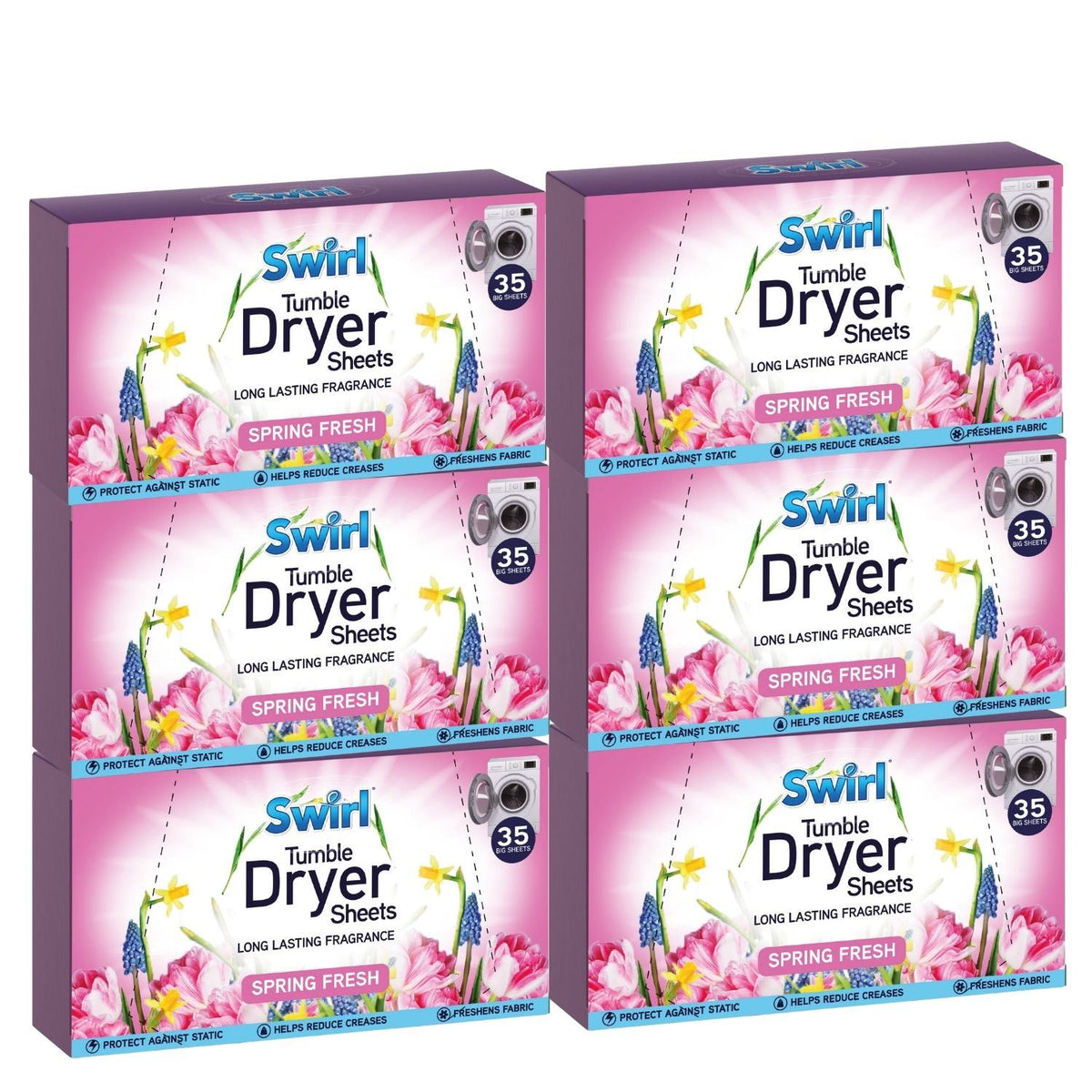 6X - Swirl Tumble Dryer Sheets Spring 35Pk