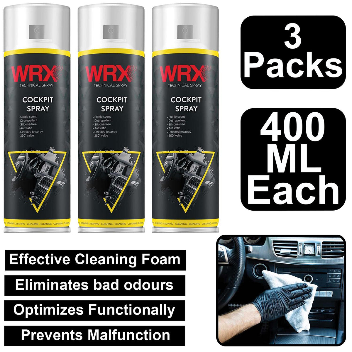 3X WRX Plastic Parts Cleaner Cockpit Spray 400ml