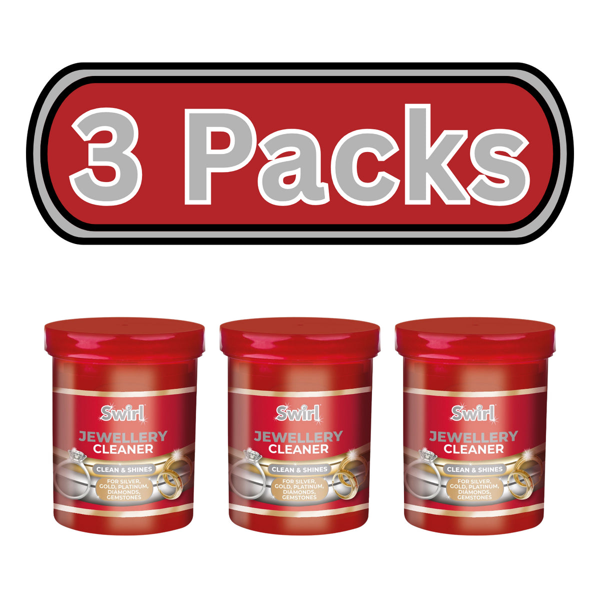 3X Swirl Liquid Jewellery Cleaner With Basket Cleans & Shines 145ml