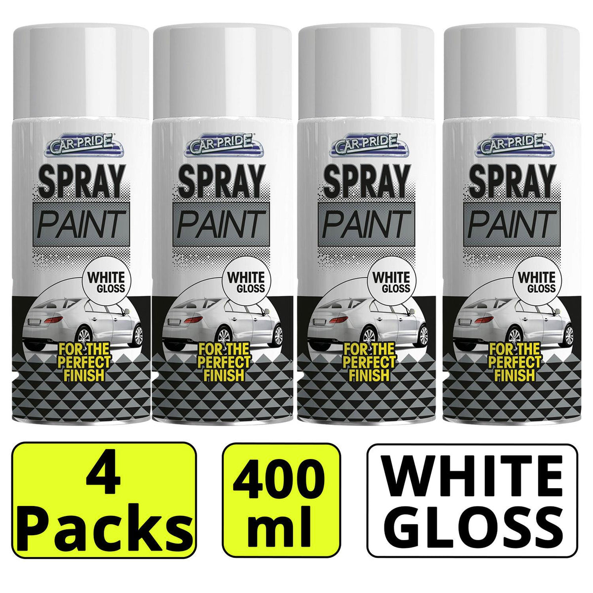 4X - Gloss White Car Spray 400ml