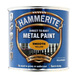 5X Hammerite Smooth Yellow Paint 250ml