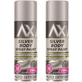 2X Auto Extreme Paint Silver Spray Paint 250ml