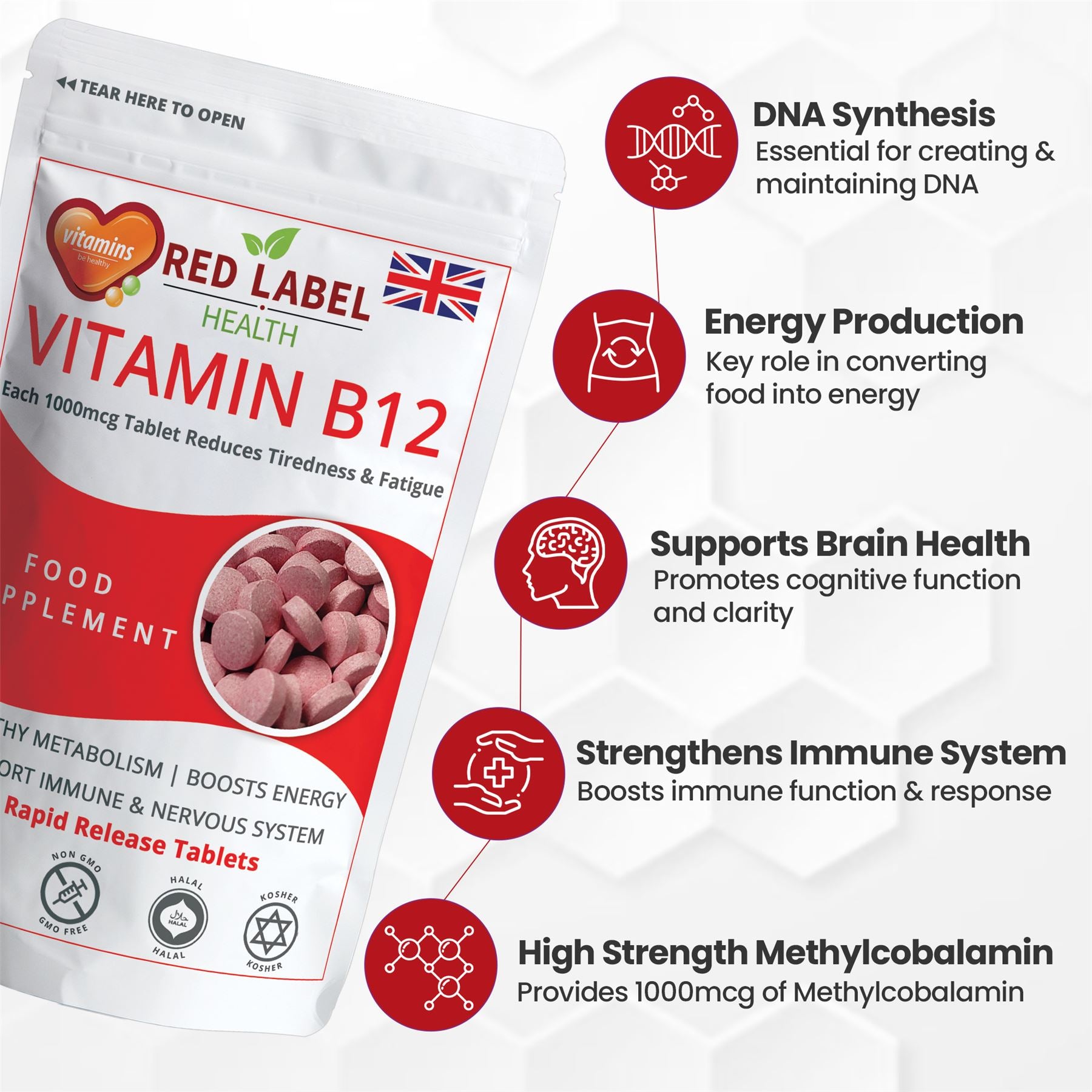 Vitamin B12 1000mcg - 200 Tablets Vitamin B12