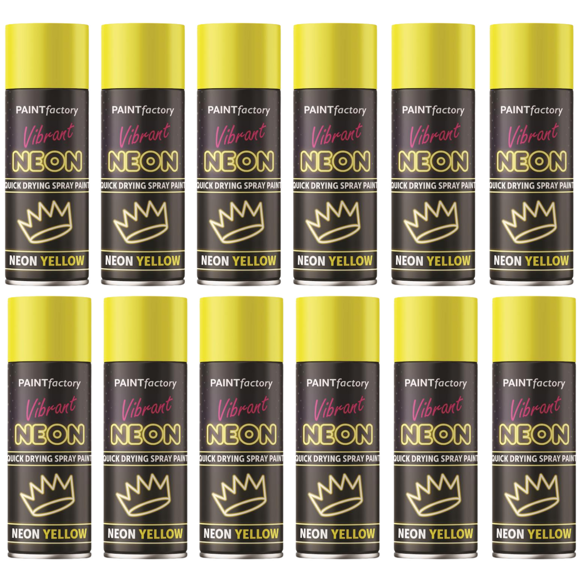 12X Paint Factory Fluorescent Neon Yellow Spray Paint 200ml