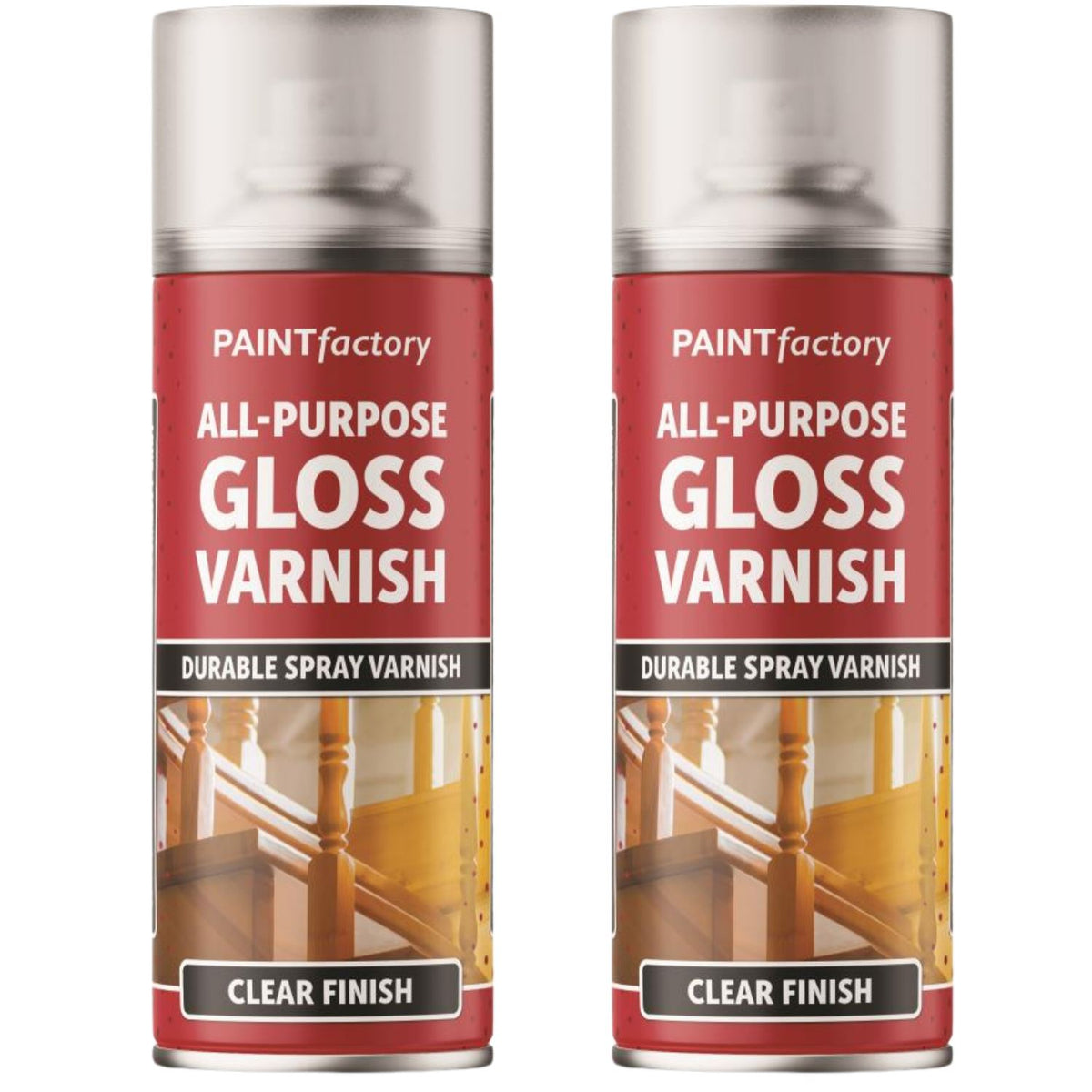 2X Paint Factory Clear Gloss Varnish Spray 400ml