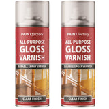 2X Paint Factory Clear Gloss Varnish Spray 400ml