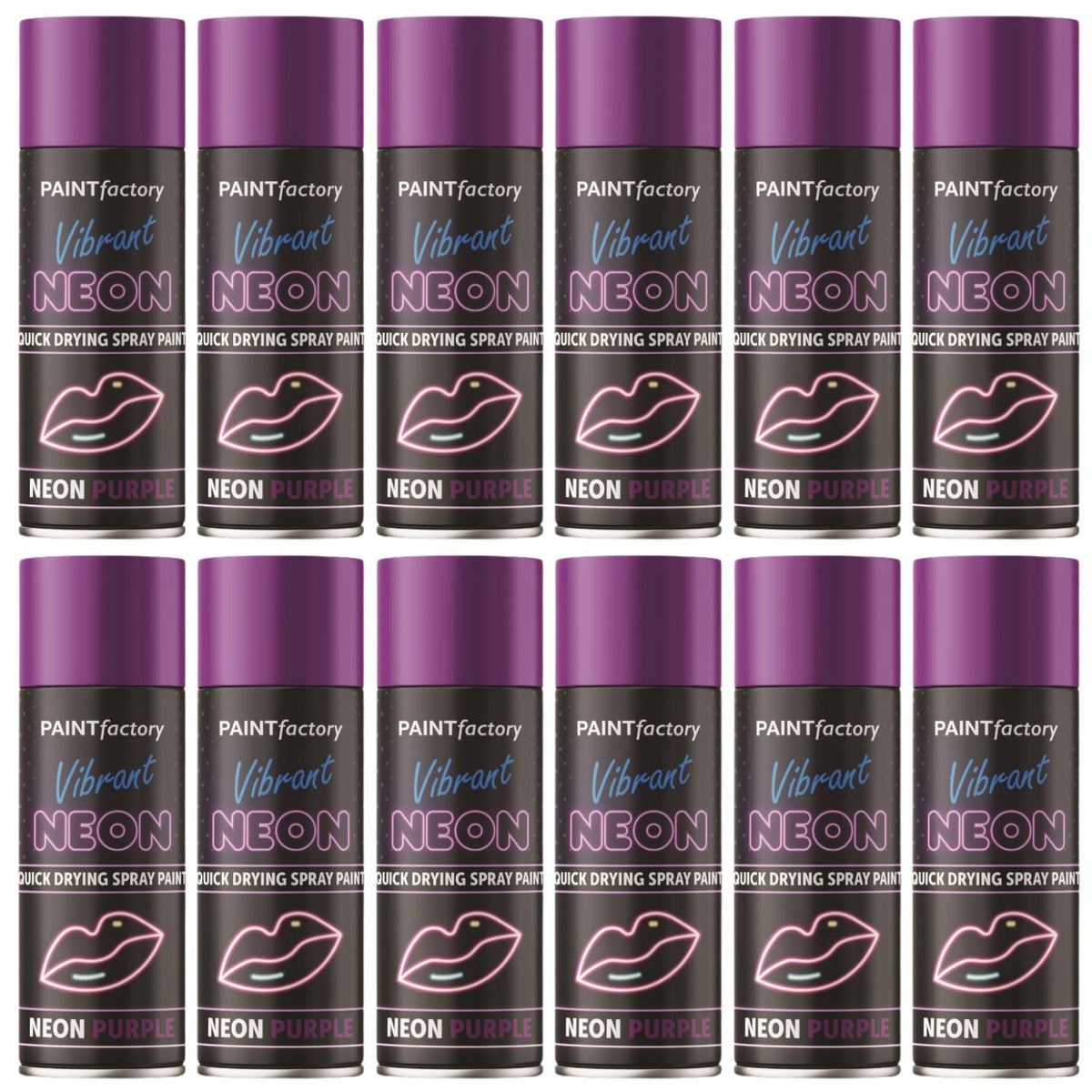 12X Paint Factory Purple Fluorescent Neon Spray Paint 200ml