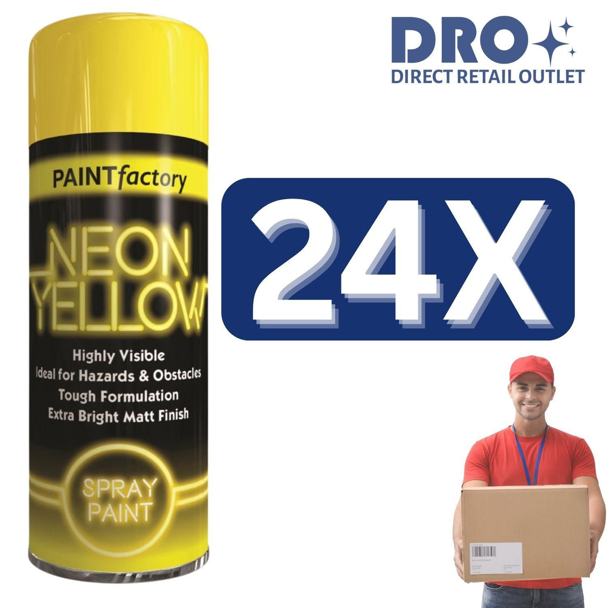 24X - Paint Factory Fluorescent Neon Yellow Spray Paint 200ml