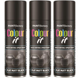 3X Paint Factory Flat Matt Black Spray Paint 250ml