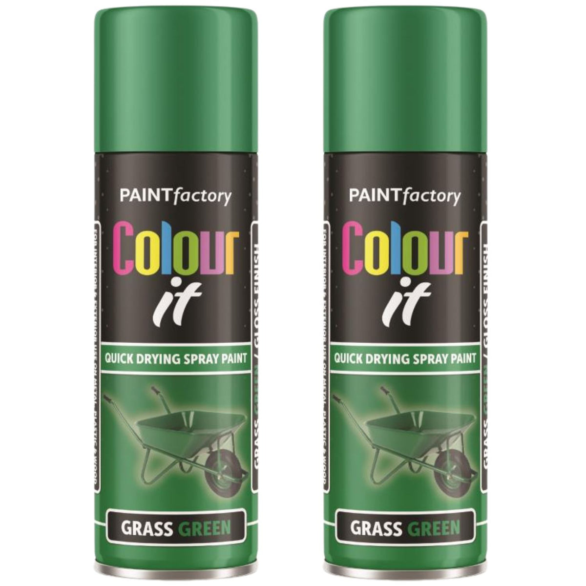 2X Grass Green Gloss Spray Paint 250ml