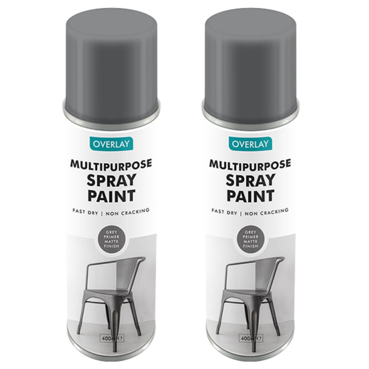 2X Overlay Grey Primer Matt Auto Professional Spray Paint 400ml