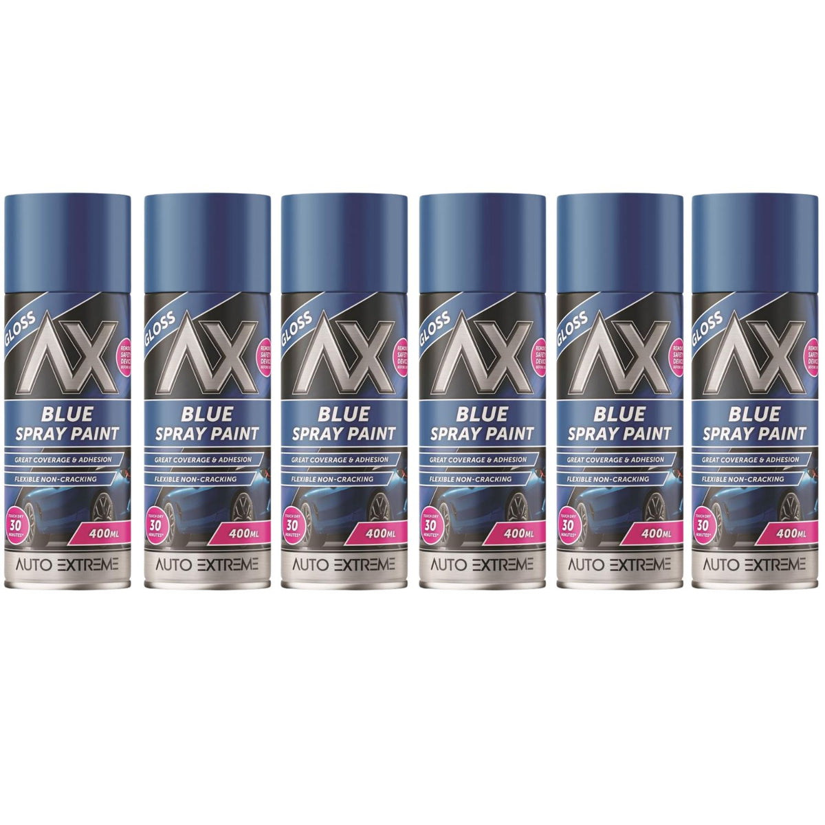 6X Auto Extreme Blue Gloss Spray Paint 400ml