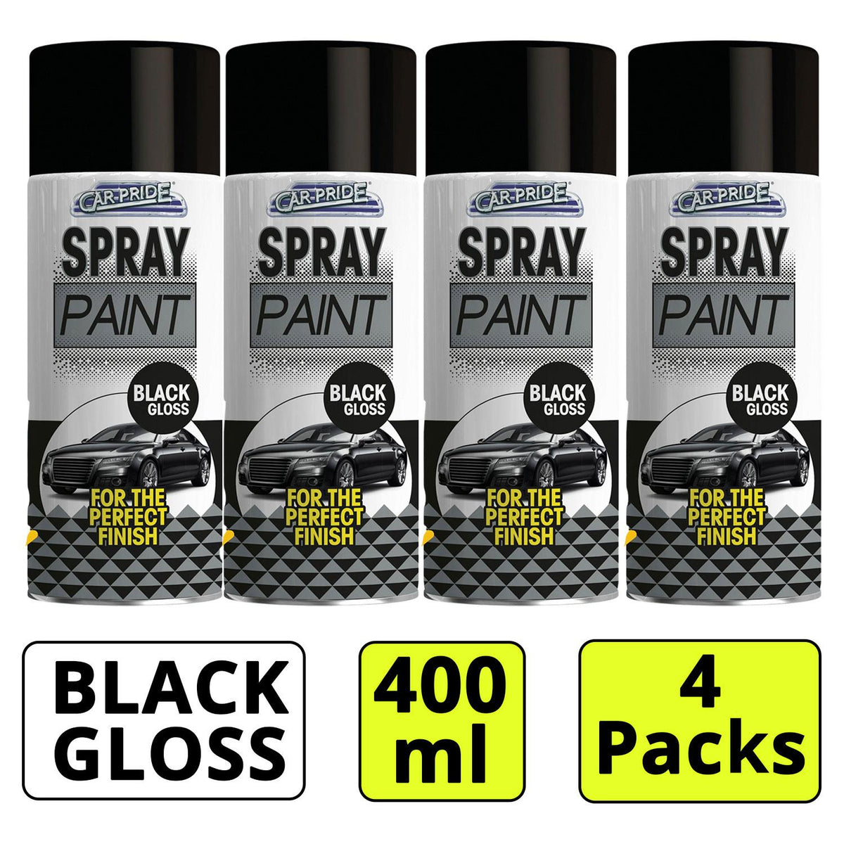 4X - Gloss Black Car Spray 400ml