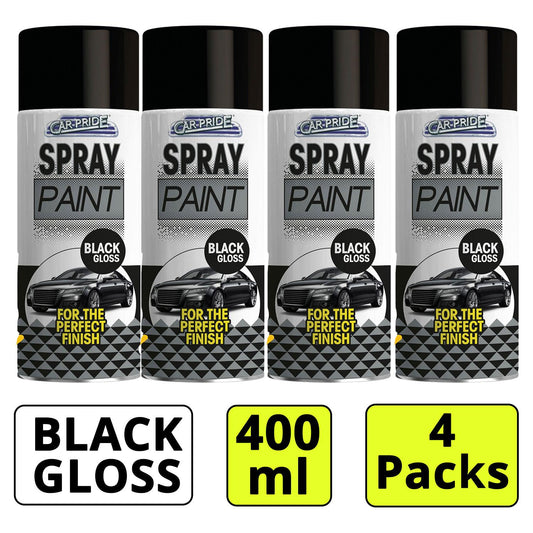 4X - Gloss Black Car Spray 400ml