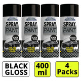 4X - Gloss Black Car Spray 400ml