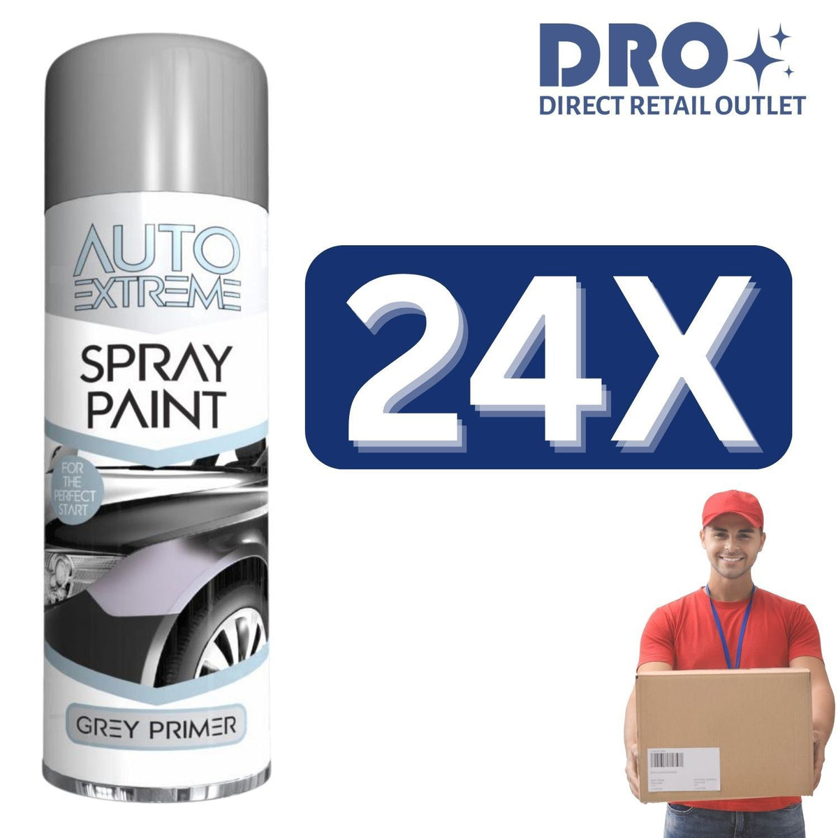 24X - Auto Extreme Grey Primer Spray Paint 250ml