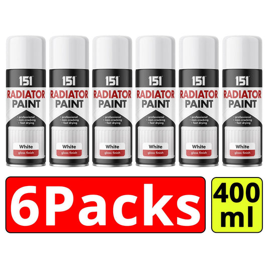 6X - White Radiator Spray Paint 400ml