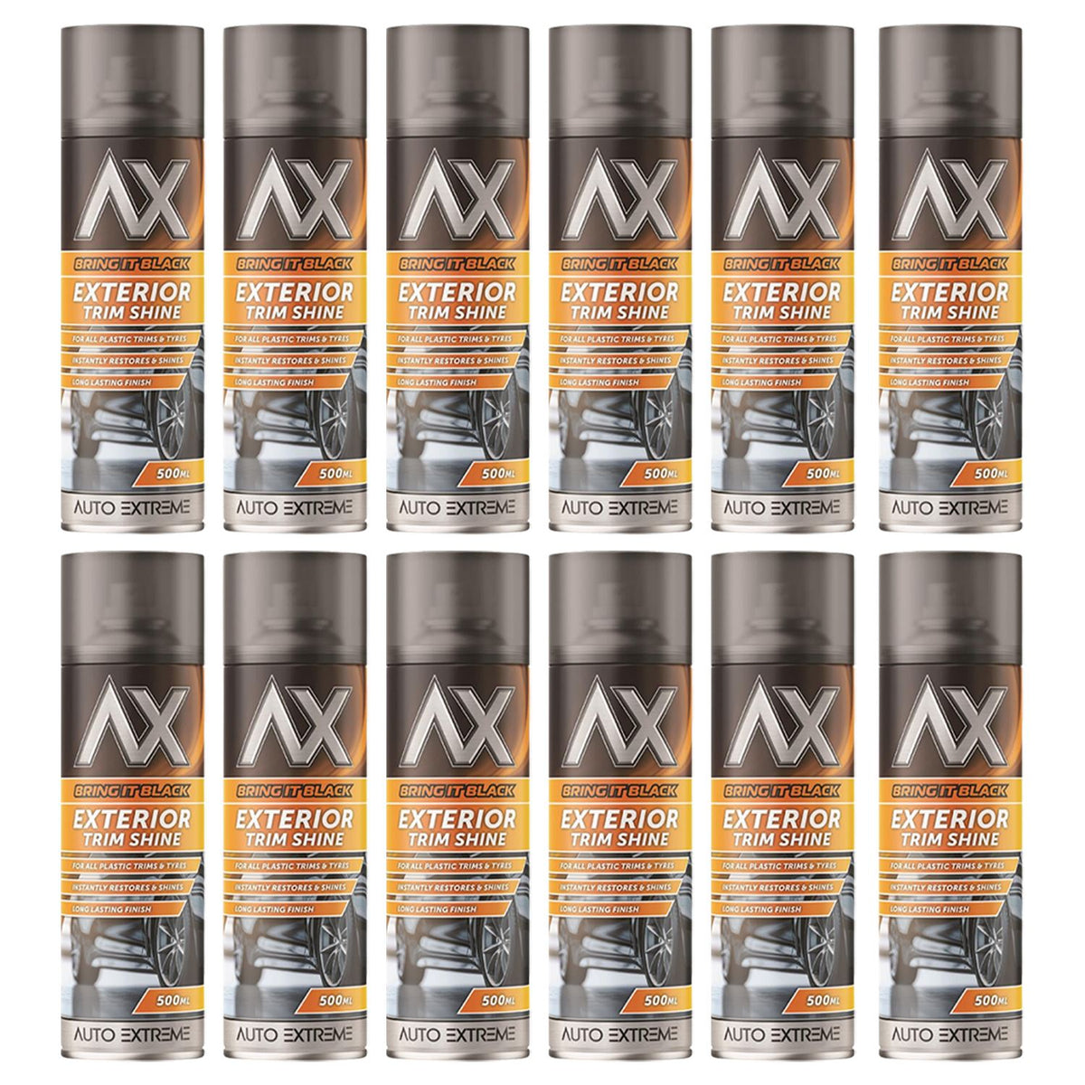 12X - Bring it Black Exterior Trim Shine Spray 500ml Spray Paint