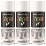 3X Paint Factory Brilliant White Gloss Spray Paint 400ml