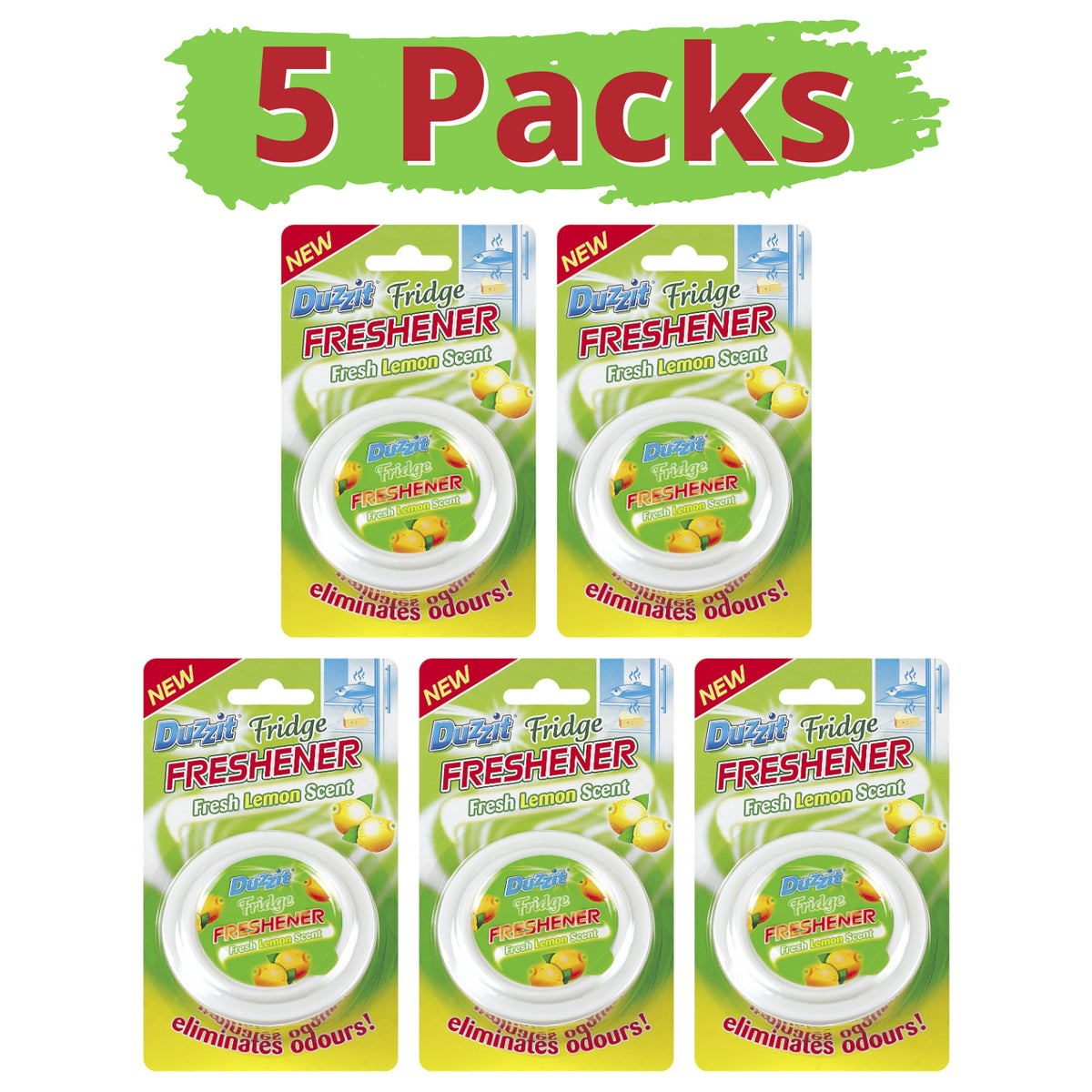 5X Duzzit Fresh Lemon Scented Oval Fridge Freshener