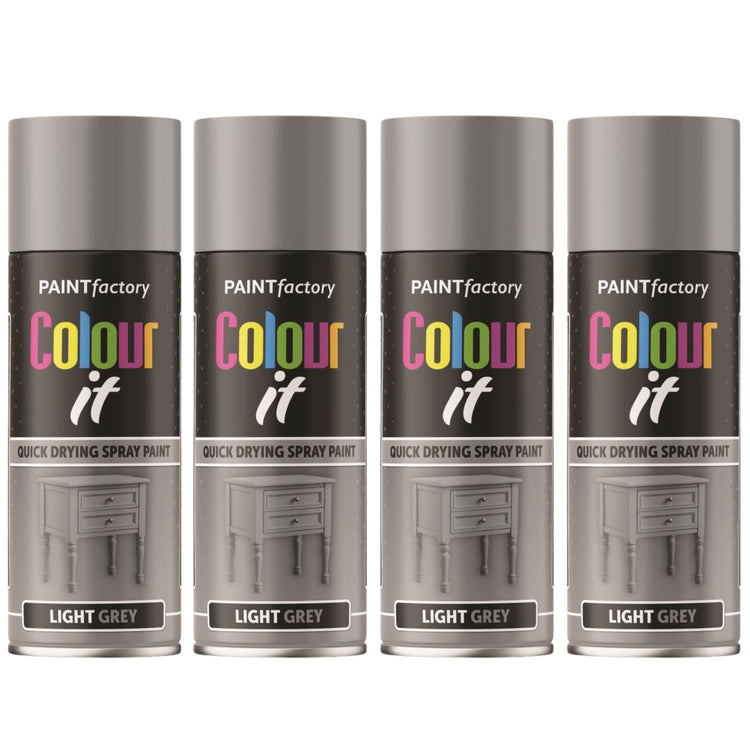 4X Paint Factory Light Grey Gloss Spray Paint 400ml