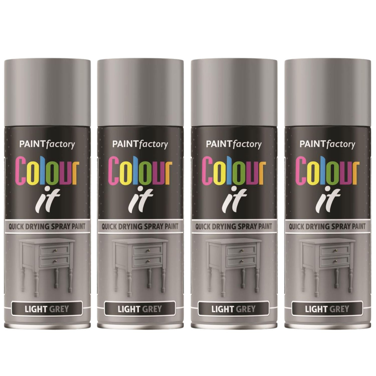 4X Paint Factory Light Grey Gloss Spray Paint 400ml
