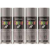 4X Paint Factory Light Grey Gloss Spray Paint 400ml