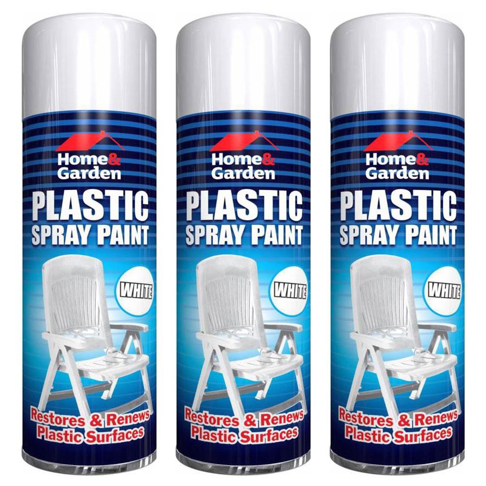 3X Home & Garden Plastic White Spray Paint 300ml