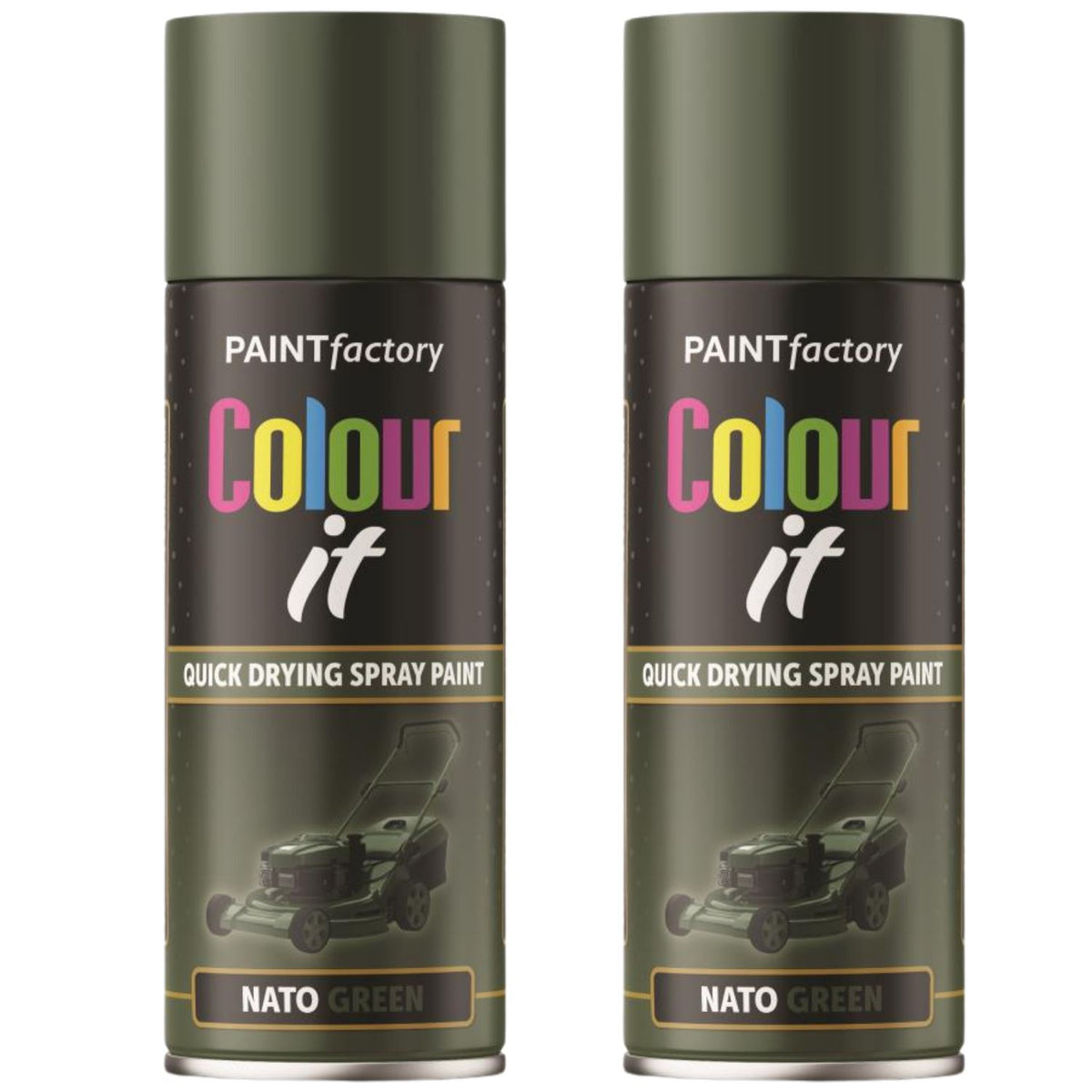 2X Paint Factory Nato Green Matt Spray Paint 400ml